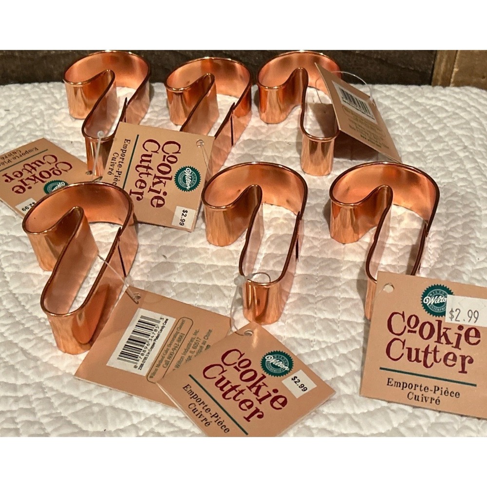 NEW Lot Of 6 Wilton Christmas‎ candy cane 3 1/4" Cookie Cutter copper